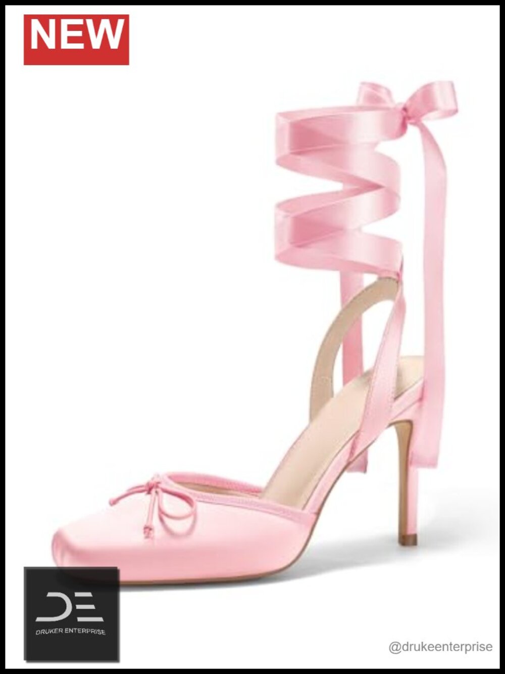 Women's Ballet High Heels Satin Square Toe Lace Up Bow Prom Pumps
